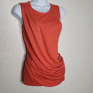 Lafayette 148 New York Linen Sash looking Grecian Sash Gathered Orange Blouse
